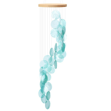 Seaglass & Shell Spiral Wind Chime – Coastal-Themed Gift for Indoor & Outdoor Decor