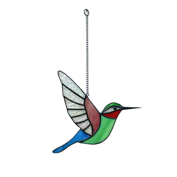 Handmade Hummingbird Stained Glass Suncatcher – Gift for Mom & Bird Lovers