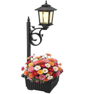 2-in-1 Solar Planter & Lamp Post – Waterproof Outdoor Light for Garden and Patio