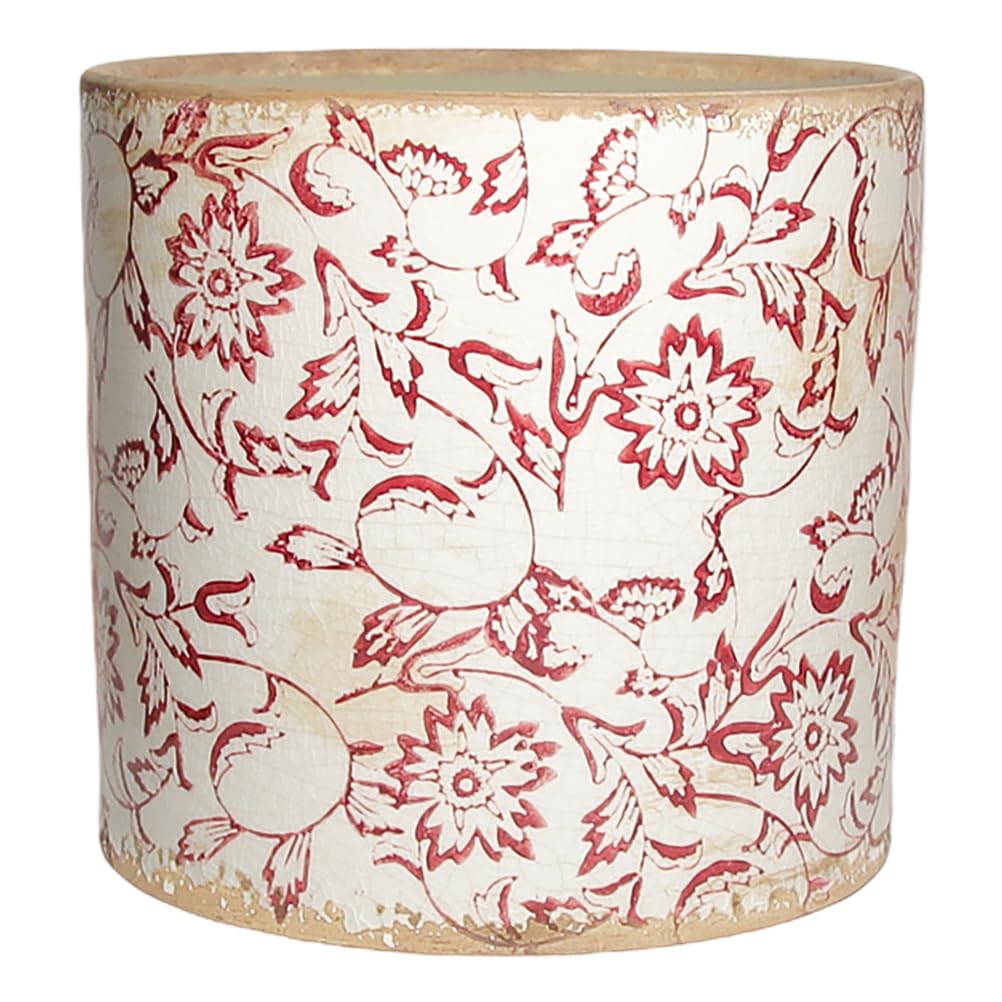 vintage indoor planter Rustic Burgundy Crackle-Glaze Planter – Vintage Ceramic Pot for Indoor