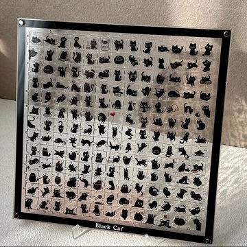 Black, Focused, Healing Acrylic Cute Cat Puzzle