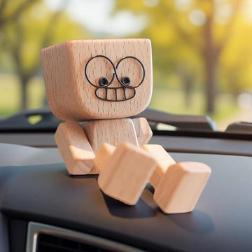 Shaking Wooden Man Figurinefor Car Dashboard