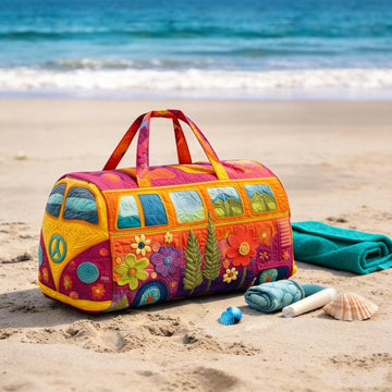 Unisex Boho Quilted Weekender Travel Bag, Lightweight &Comfortable, Hippie Design