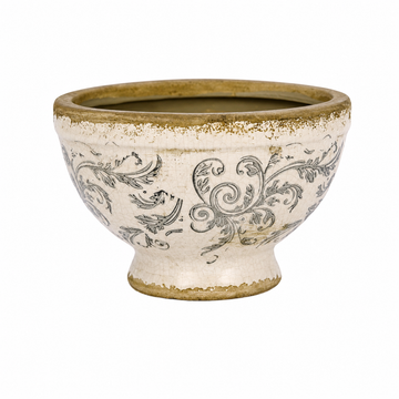 Vintage Ice Crackle Glaze Ceramic Flower Pot with Drainage Holes – 4.33 Inch Rustic Planter