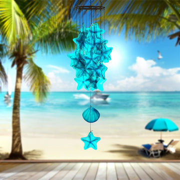 Large Wind Chimes for Outside – Blue Starfish Glass Wind Chimes