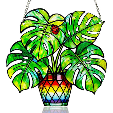 Plant Suncatcher Glass – Stained Glass Suncatcher Plant Window Hanging