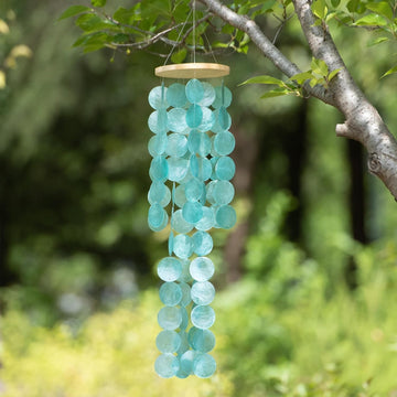 Wind Chimes for Outside – 31" Handcrafted Turquoise Capiz Shells Windchime