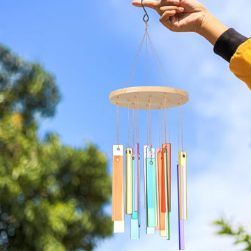 Sea Glass Shell Wind Chimes for Outside – Handcrafted 17" Gradient Shells Coastal Style Decor