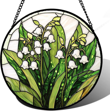 Stained Glass Window Hanging – Lily of the Valley Flower Sun Catcher