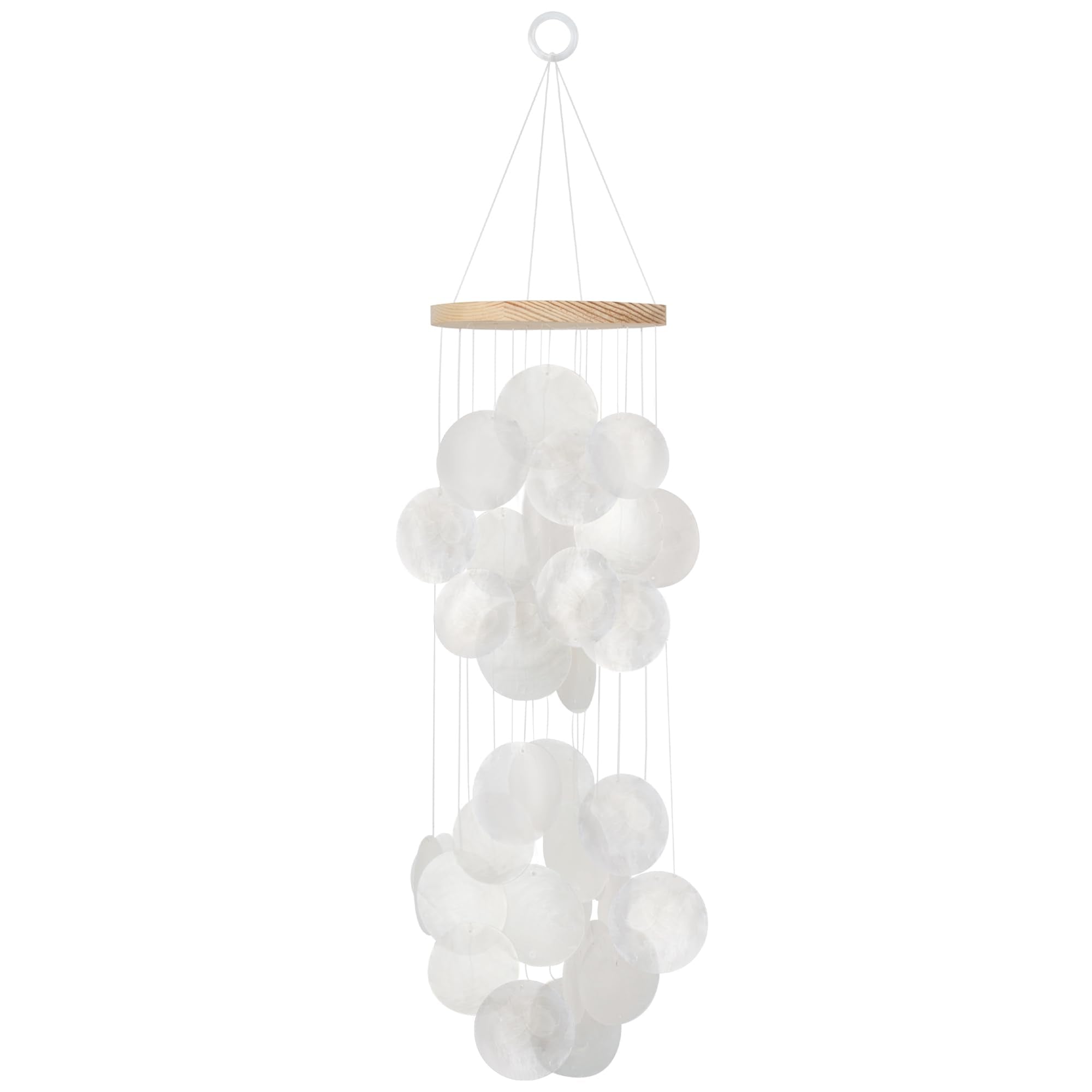 White Capiz Shell Wind Chime – Handcrafted Coastal Decor for Indoor & Outdoor Use