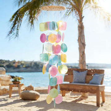 Tropical Colorful Capiz Shell Wind Chimes
