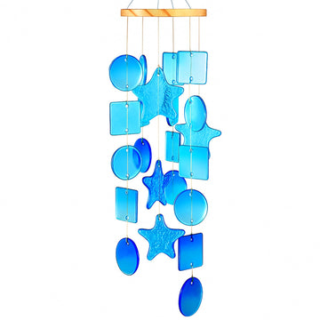 Handmade Stained Glass Wind Chime – 26" Capiz Shell Windchime for Indoor & Outdoor Decor