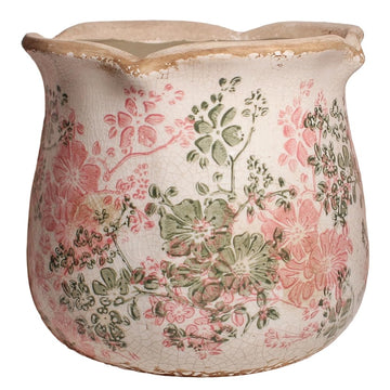 Vintage Crackle-Glaze Ceramic Planter - Pastel Meadow Collection