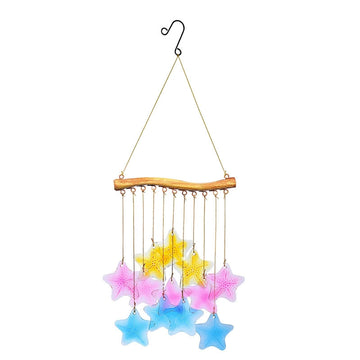 Fish & Leaf Iron Wind Chime with Colored Glass – Garden and Patio Hanging Decor