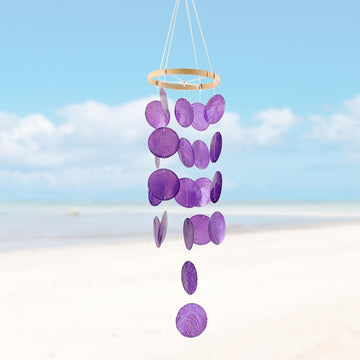 Natural Seashell Waterfall Wind Chimes for Outside – Handmade Coastal Beach Ocean Home Decorative