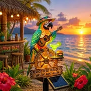Glowing Parrot Solar Light Lights Up Your Backyard Nightly.
