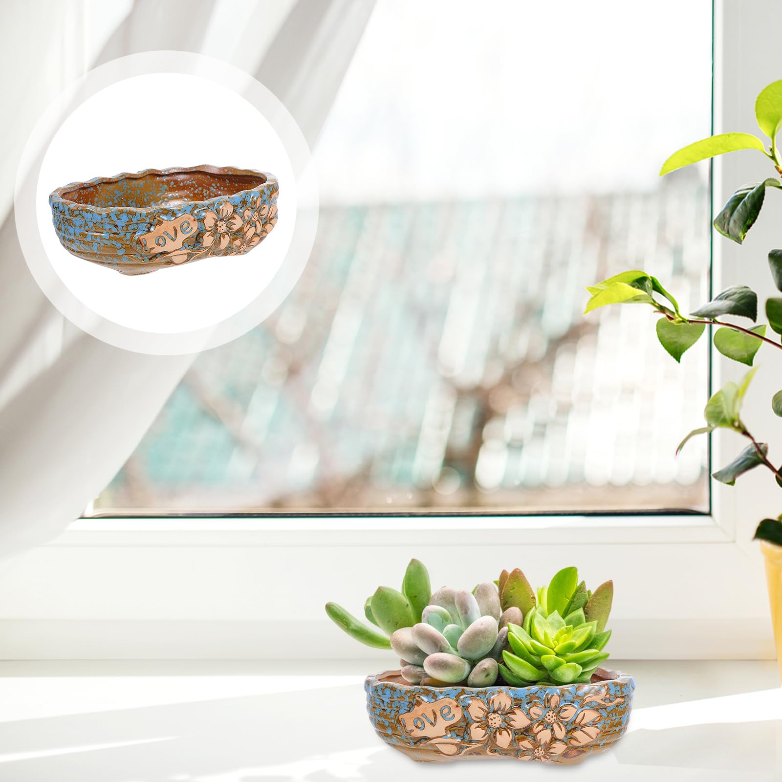long white succulent planter Large White Ceramic Succulent Planter – Minimalist Desk & Windowsill P