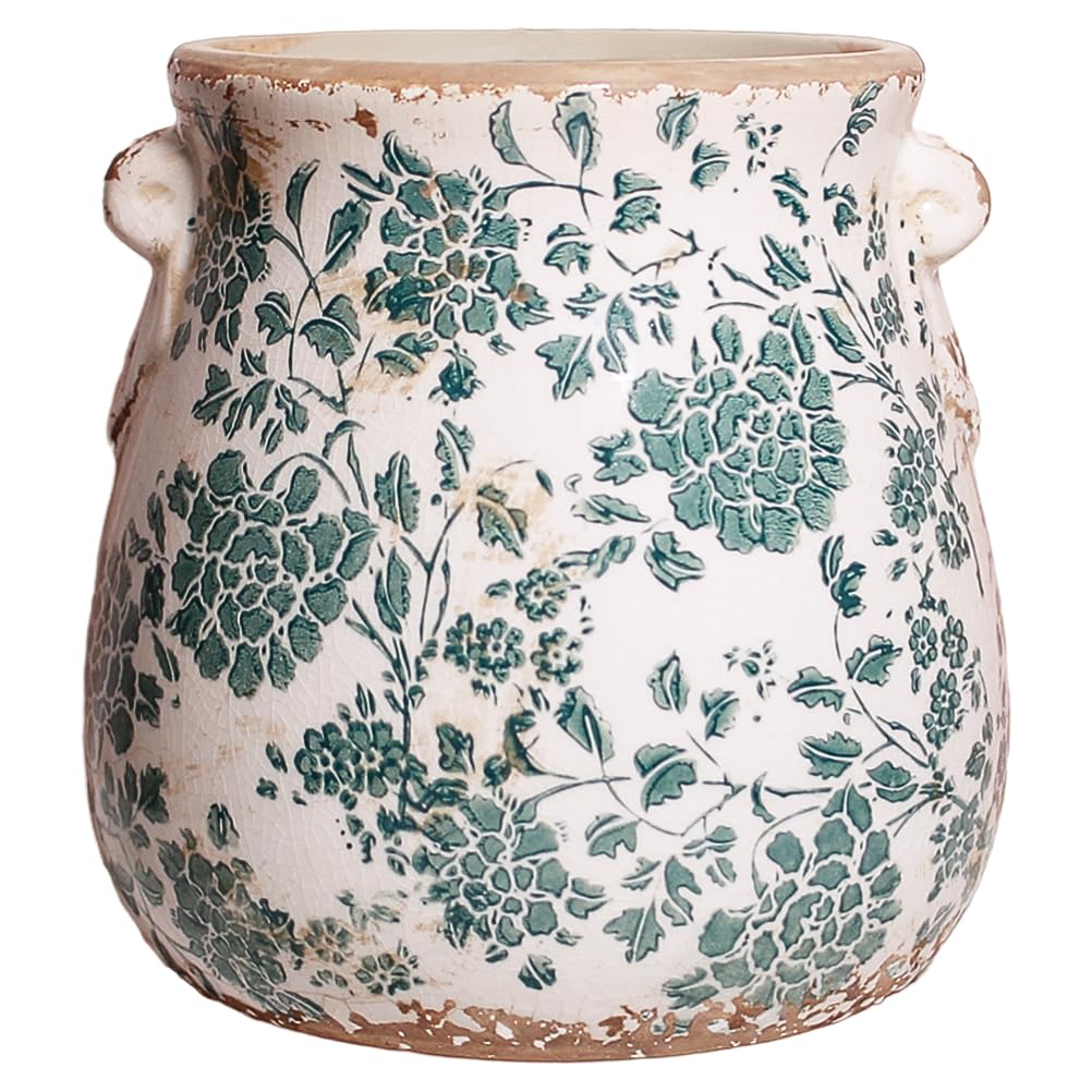 Tuscan Crackle-Glaze Ceramic Planter – Vintage Indoor & Outdoor Pot