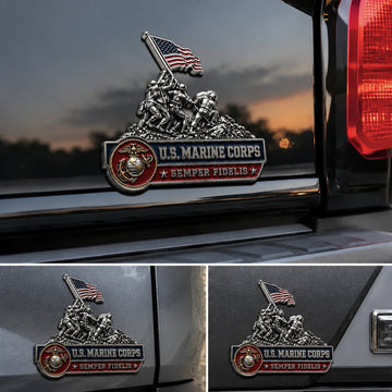 Metal Car Badge U.S. Marine Corps Semper Fidelis Car Emblem Metal Badge