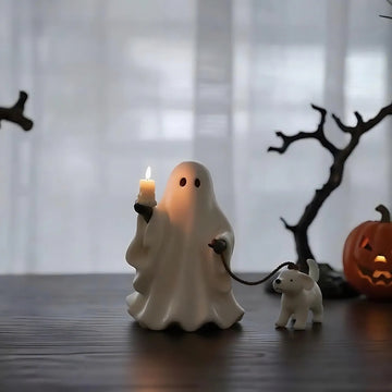 Dog-walking service: Ghost Walking Dog Candle Holder