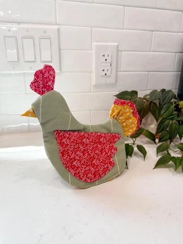 Handmade Chicken Oven Mitt & Pot Holder – Quilted Hen Hot Pad, Insulated & Heat Resistant, Farmhouse Kitchen Decor